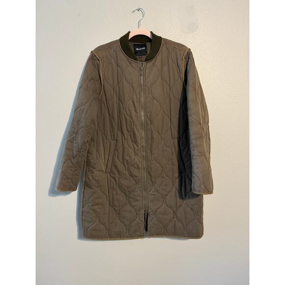 Madewell Quilted Military Coat Green - Picture 2 of 4